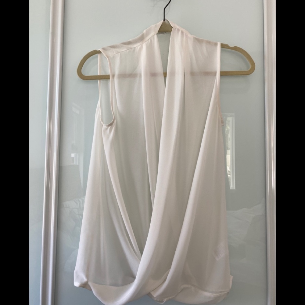 Sheer, white cross cross front blouse
